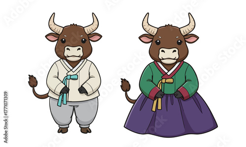 A cow wearing hanbok