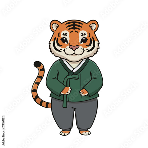 A tiger wearing hanbok