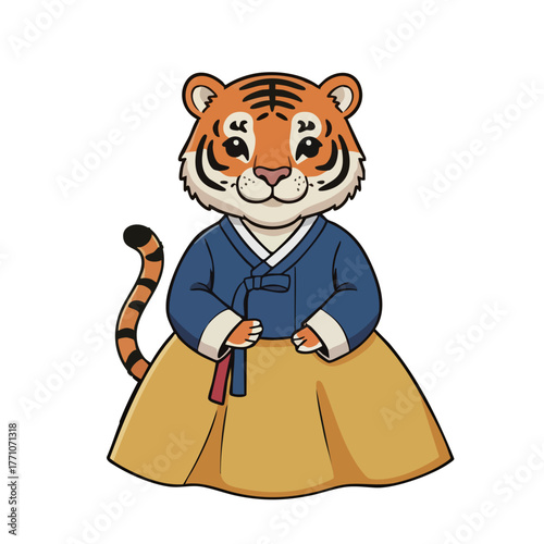 A tiger wearing hanbok