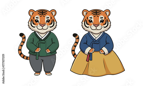 A tiger wearing hanbok