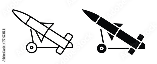 Simple Outline and Solid Representation of Missiles on Launch Platforms