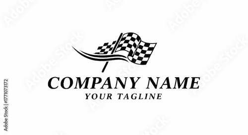 Racing Flag Logo Design for Company Name and Tagline.