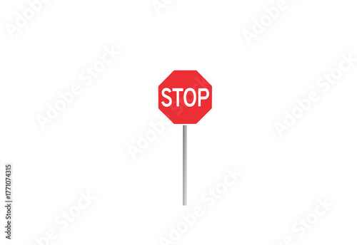 stop road sign front view without shadow 3d render