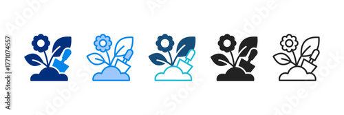 Gardening Icon Set Multiple Style Vector Illustration 