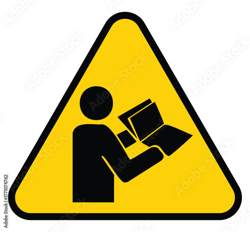 Caution Sign for Manual Handing of Documents in Workplace Safety Context