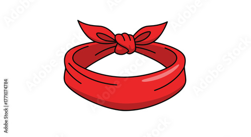 A vibrant red cartoon bandana, neatly tied with a knot in the front, often worn as a stylish headband or neck accessory.