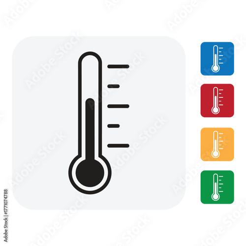 Check your temperature with this modern thermometer icon set in vibrant colors, perfect for health and wellness content or weather reports