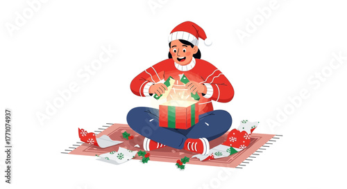 Vector Illustration of a Magical Christmas Present