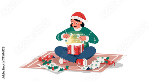 Person Opening a Magical Glowing Christmas Gift