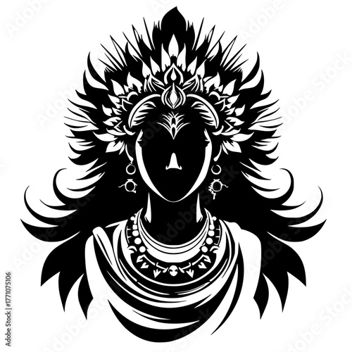 Silhouette portrait of a mysterious Hindu woman