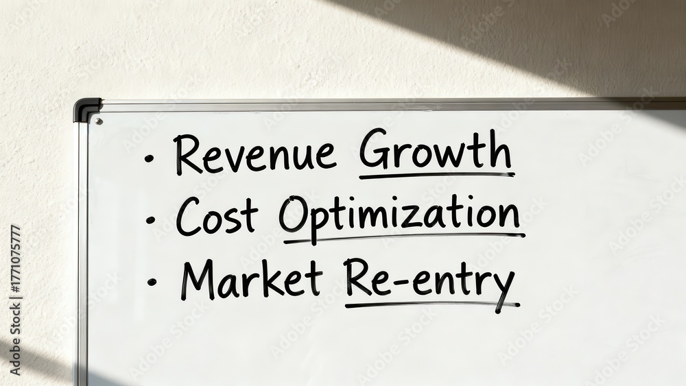 Obraz premium small business recovery concept. Whiteboard notes on revenue strategies in a professional setting.