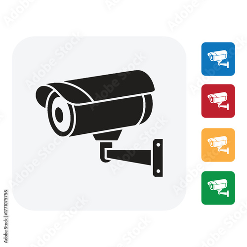 Secure your premises with modern surveillance technology featuring a sleek security camera icon for business and home safety solutions.