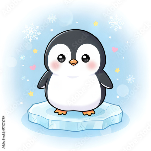 Cute penguin on snow