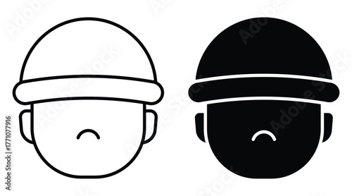 Minimalist Icons of Two Sad Characters in White and Black Styles