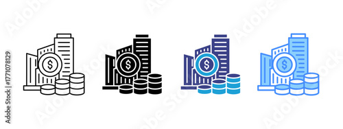 Capital  icon set multiple style collection