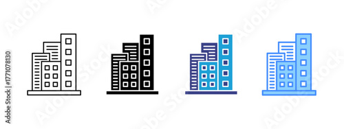 Company  icon set multiple style collection