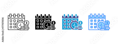 Long Term Debt  icon set multiple style collection