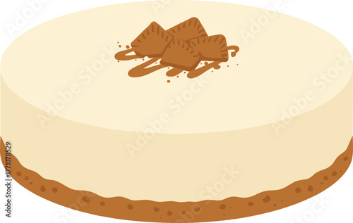 Simple Flat Dessert Cheesecake with Biscuit Topping Food Illustration