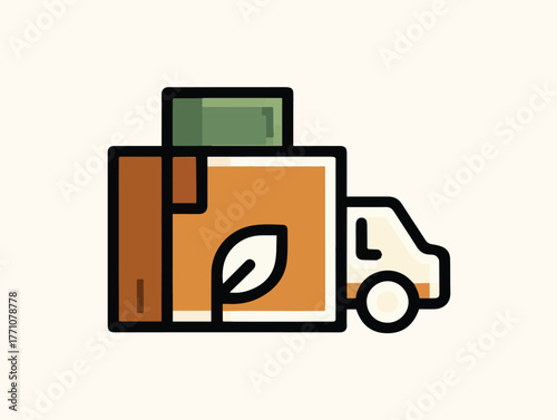 Eco-Friendly Delivery: Depicting a sustainable approach to logistics, this image illustrates an eco-conscious delivery truck.