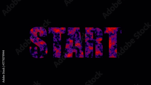 Start text animation on black background.