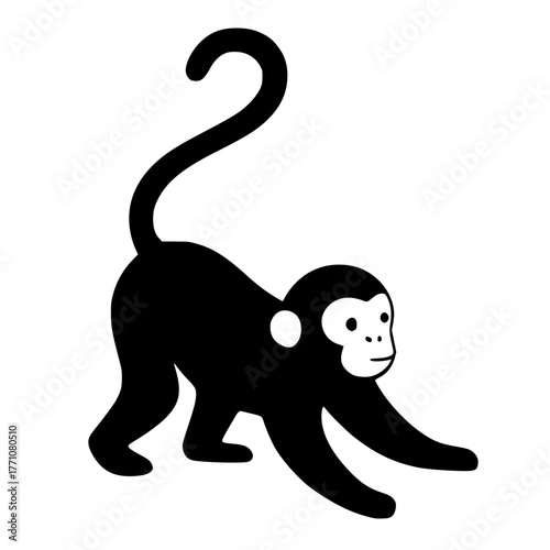 Friendly Waving Monkey Silhouette