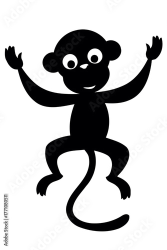 Excited Jumping Monkey Silhouette