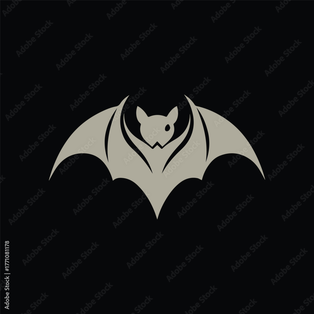 Obraz premium Silhouette style minimal horseshoe bat t-shirt design featuring sleek black vector art of a bat, perfect for wildlife lovers, nocturnal animal fans, Halloween fashion enthusiasts, minimalist art admir