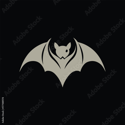 Silhouette style minimal horseshoe bat t-shirt design featuring sleek black vector art of a bat, perfect for wildlife lovers, nocturnal animal fans, Halloween fashion enthusiasts, minimalist art admir