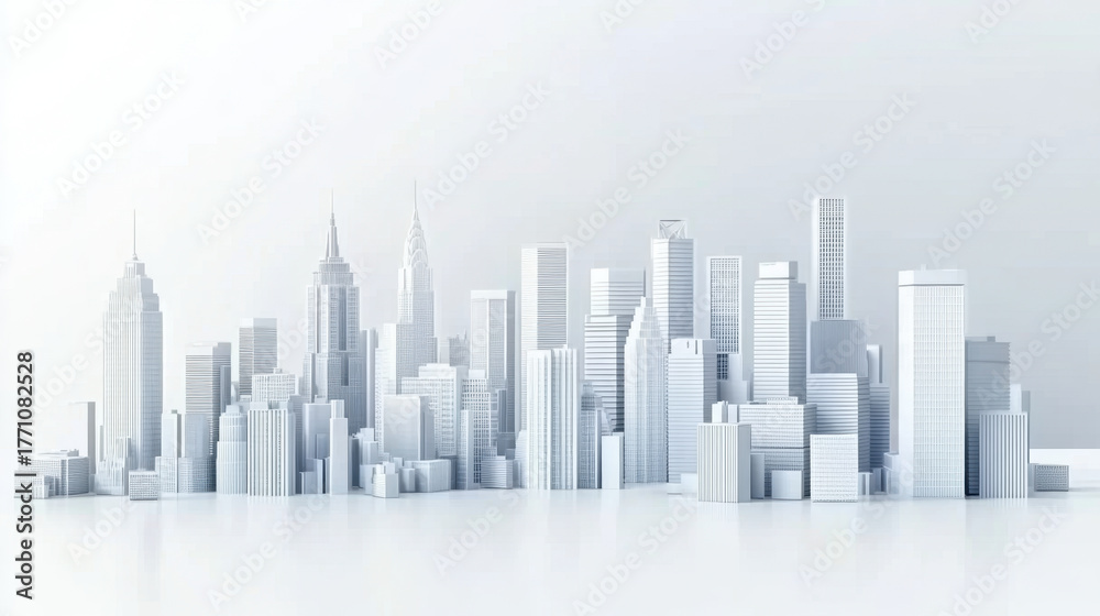 Fototapeta premium white city scape with skyscraper