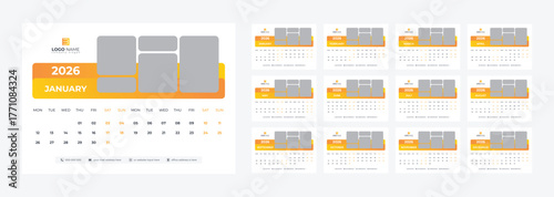 Calendar 2026, desk calendar 2026, office calendar design