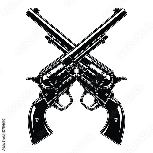 Two crossed vintage revolvers