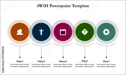 2W1H Power point template. Infographic template with icons and description placeholder