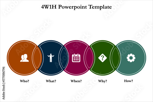 2W1H Power point template. Infographic template with icons and description placeholder