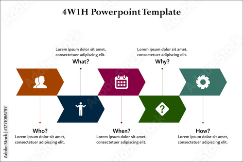 2W1H Power point template. Infographic template with icons and description placeholder