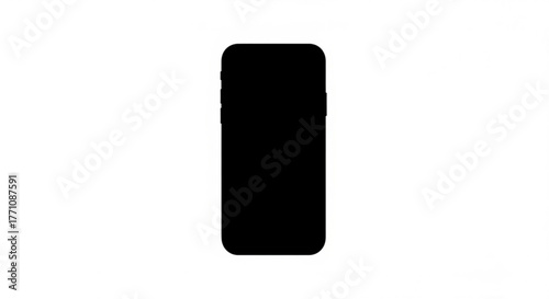 Silhouette of a modern smartphone with rounded edges and side buttons displayed on a white background