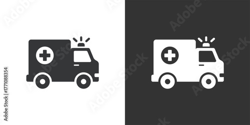 Ambulance Car icon. Solid glyph series icon