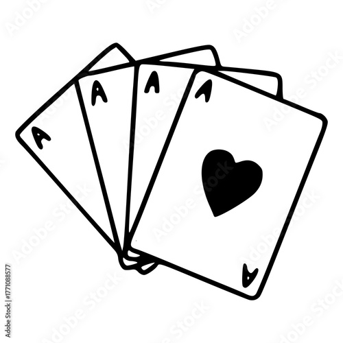 poker hand victory symbol: aces set outline