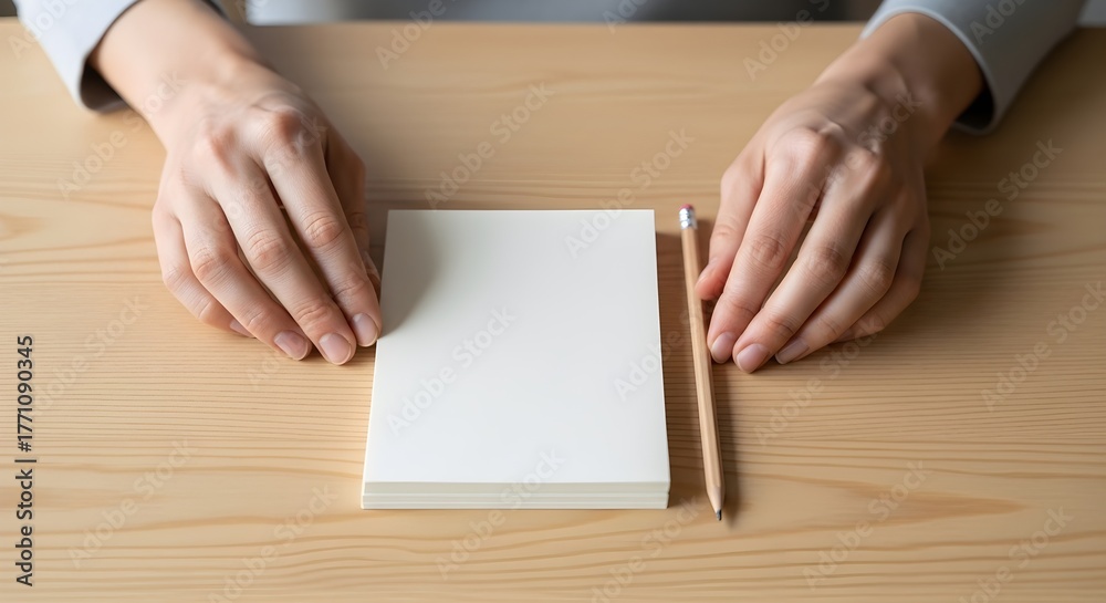 Obraz premium Preparing to write on a blank notepad