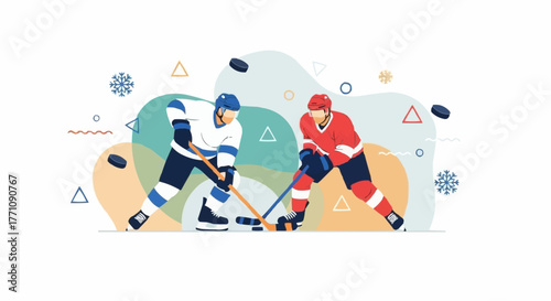 Hockey player and stick