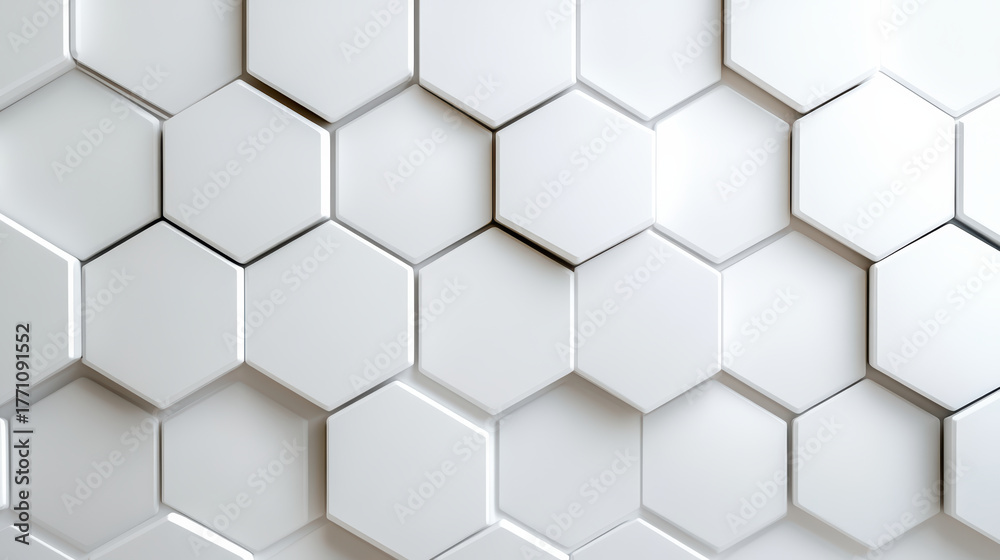 Fototapeta premium Elegant hexagon tiles create modern, sophisticated pattern with light shadows