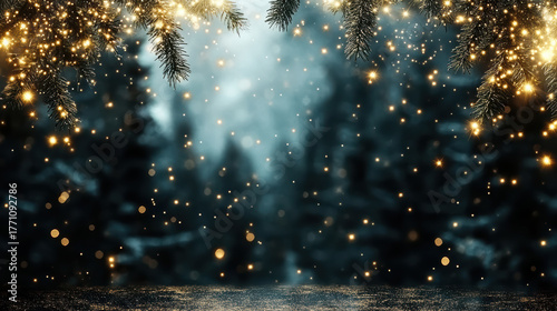 Wallpaper Mural Soft luminous particles drifting through dark forest create magical atmosphere Torontodigital.ca