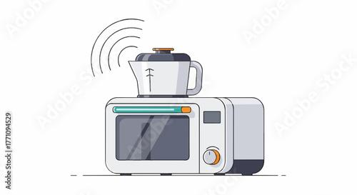 Vector illustration of a smart kitchen appliance with Wi-Fi signal, minimal flat style isolated on white background.
