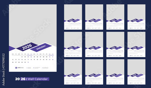 Calendar 2026, Wall calendar 2026, office calendar design