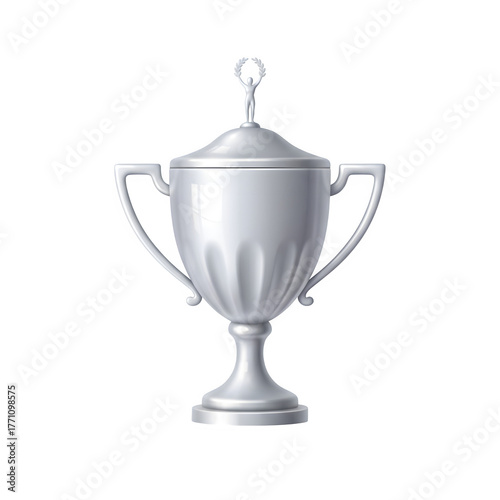 Silver trophy cup. Isolated. 3D illustration