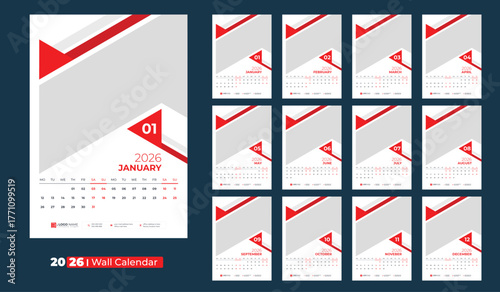 Calendar 2026, Wall calendar 2026, office calendar design