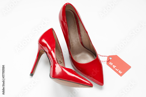 Stylish high heeled shoes a...