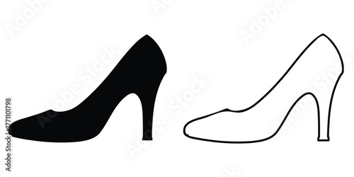 Woman high heel vector silhouette, shoe high heel icon