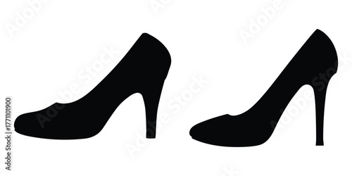 Woman high heel vector silhouette, shoe high heel icon