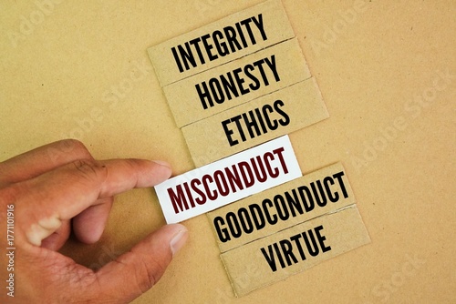 Canvastavla Opposite words for Misconduct are Honesty, Ethics, Professionalism, Goodconduct and Virtue