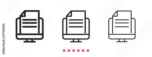 Document icon. Thin line icon vector